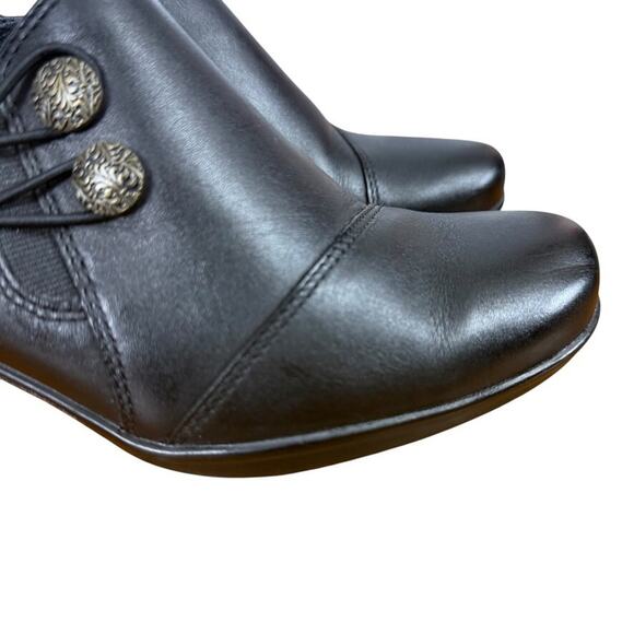 Clarks Emslie Warren Womens Black Leather Clogs Block Chunky Heel Shoes sz 7 M - Picture 13 of 16